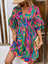 ruffled-printed-v-neck-half-sleeve-mini-dress OhSoStyled - Sophia's Style-1